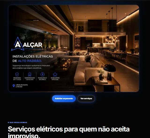 Print da landing page Alçar Serviços