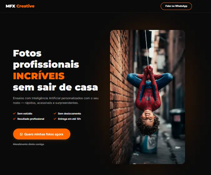 Print da landing page MFX Creativee