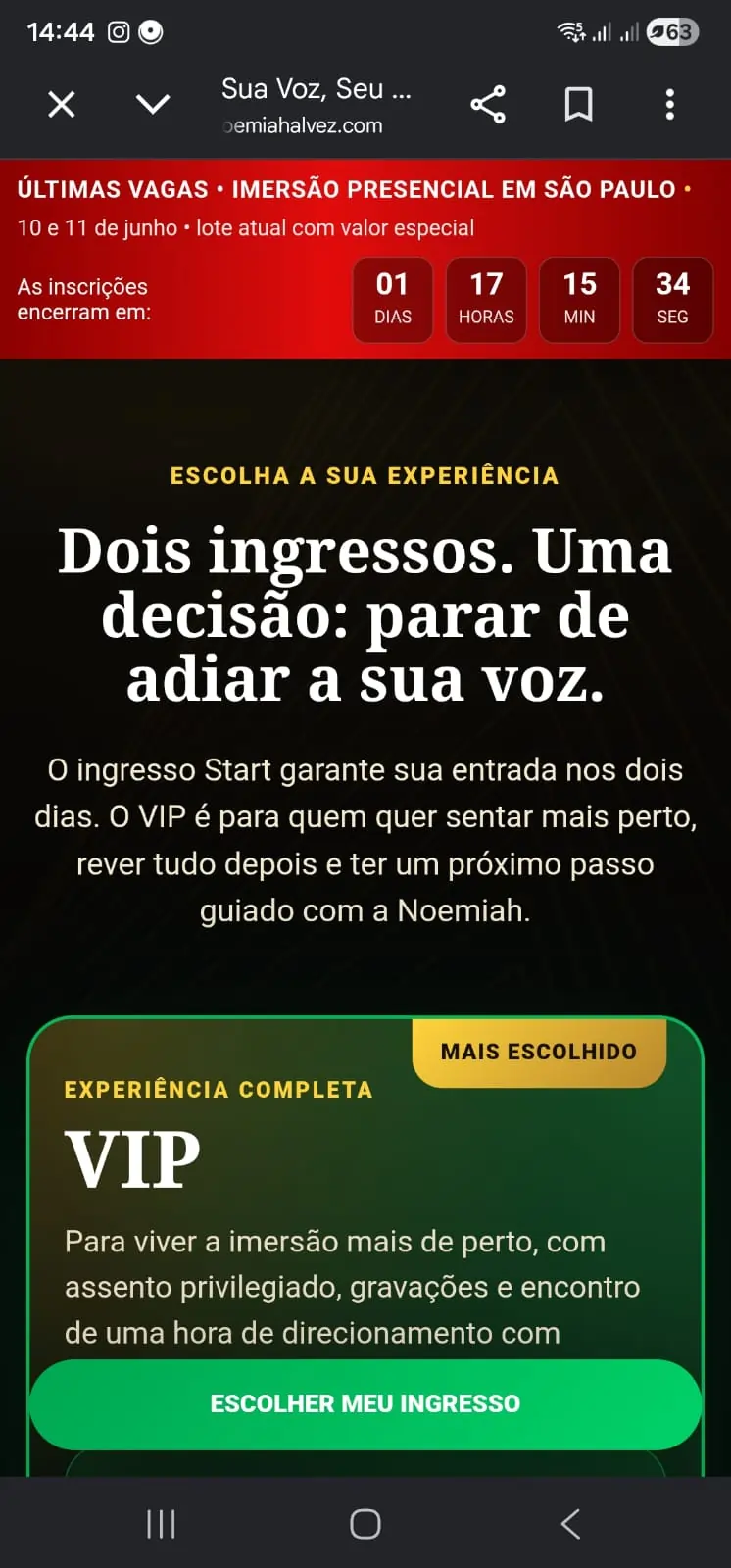 Print da landing page Noemiah Alvez